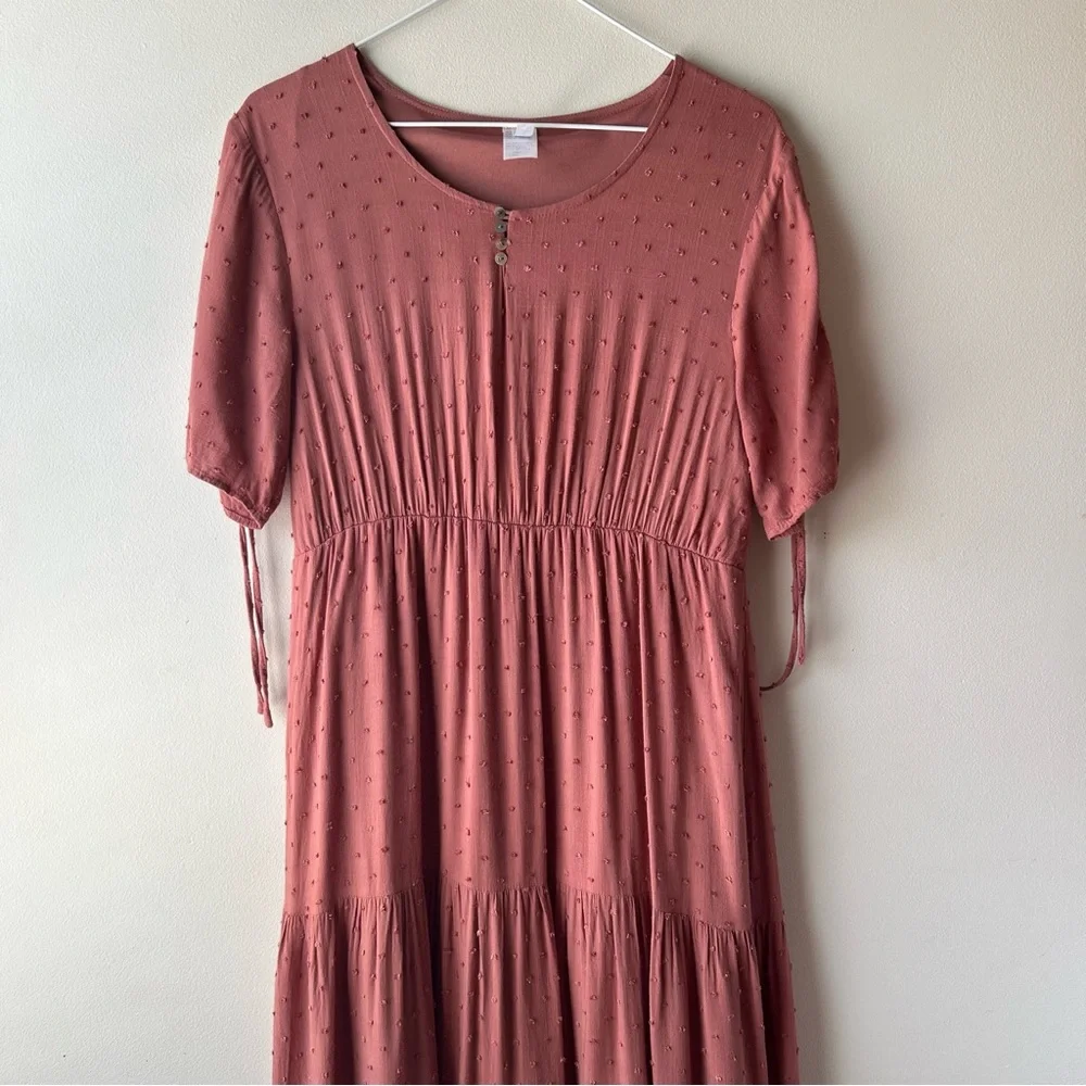 Pink Desert Tiered Boho Maxi Dress Rust